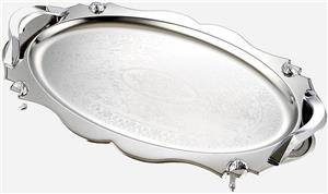 سینی استیل گلدار بیضی پایه دار کوچک نیوهوم کد: NH08-2004P