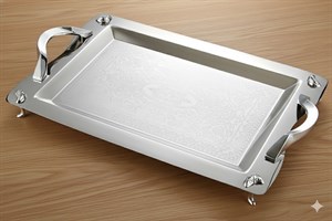 سینی استیل گلدار پایه دار بزرگ نیوهوم کد: NH08-1215P