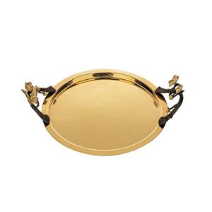 سینی گرد گلدکیش طرح دلاریس رنگ طلایی سایز 30 cm کد GK834044-1 (پس کرایه)