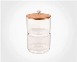 ظرف شکلات دو طبقه با درب چوبی لیمون کد 2167