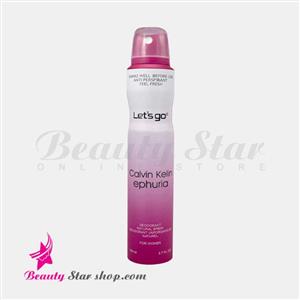 اسپری خوشبو کننده بدن زنانه لتس گو مدل Calvin Kelin Ephuria حجم 200 میلی لیتر