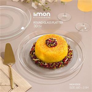دیس گرد شیشه ای قطر 30 سانت لیمون
