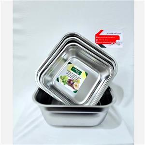 لگن استیل  4 تیکه مربع برند یونیک کیفیت بسیار بالا و عالی  اهنربا نگیر ضد زنگ و سیاه شدن