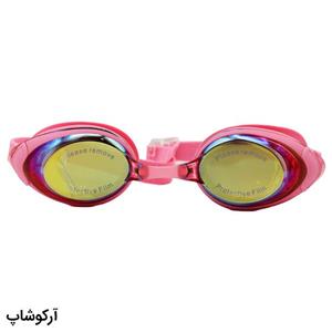 عینک شنا CIMA لنز آینه ای، فریم و بند صورتی رنگ، جنس سیلیکونی به همراه 2 پل بینی مدل CM99