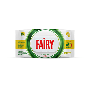 دستمال مرطوب سطوح فیری Fairy با رایحه لیمو بسته 100 عددی
