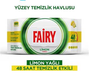 دستمال مرطوب سطوح فیری Fairy با رایحه لیمو بسته 100 عددی