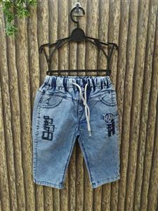 شلوارک جین بچگانه  گلدوزی مشکی سایز 80