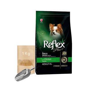 غذا خشک سگ بالغ نژاد کوچک | رفلکس پلاس | مدل MINI & SMALL BREADS | طعم مرغ | وزن یک کیلوگرم فله در زیپ کیپ