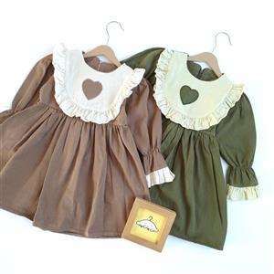 پیراهن دخترانه کتان قلبی