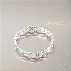 انگشتر نقره زنانه مینیمال | طرح قلب های پیوسته | برند Iam 