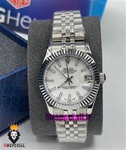 ساعت رولکس زنانه صفحه مشکی بند جوبیلی طلایی نقره ای ایندکس نگین Rolex Datejust