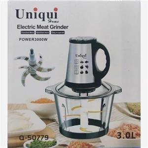 خردکن برقی و غذاساز  یونیک شیشه ای (پیرکس ) 3 لیتری برند یونیک کیفیت فوق العاده عالی 6 تیغه ، تیغه طلایی ،قدرت 3000 وات