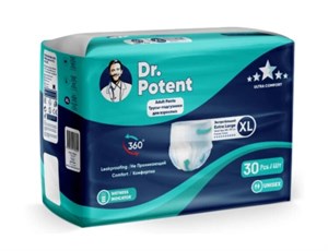 پوشک بزرگسال شورتی دکتر پوتنت سایز ایکس لارج (XL) بسته 30عددی
