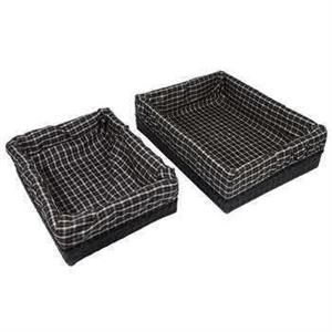 سبد جای نون پک دوعددی جا نون چوبی روکش چرم داخل پارچه