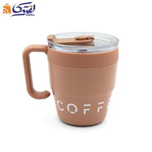 تراول ماگ استیل ۴۸۰ میل سرد و گرم - طرح خرگوشی دور چرم مشکی