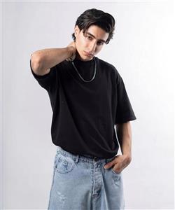 تیشرت مشکی بیسیک لش مردانه پارچه ماکان😍  | کیفیت استثنایی کد ۷۵