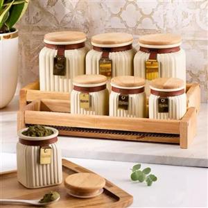 ست 7 پارچه پاسماوری درب بامبو ریور RIVER کرم مدل 1003C