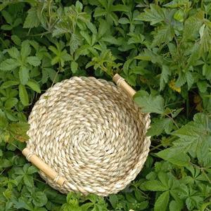 سینی حصیری دسته بامبو 