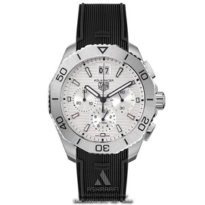 ساعت تگ هویر آکواریسر پرفشنال 200 کرنوگراف بند رابر مشکی صفحه سفید TAG HEUER AQUARACER PROFESSIONAL 200