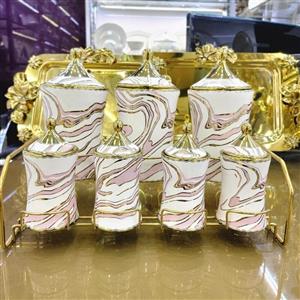 پاسماوری 7 پارچه ساوارز طرح آدام با استند چوبی