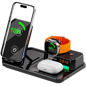 شارژر وایرلس 15 وات و اسپیکر رومیزی C18 با چراغ RGB