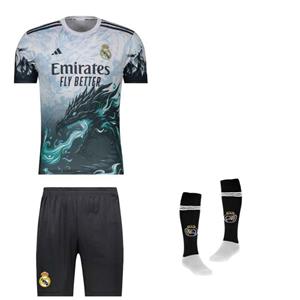 ست تی‌شرت و شلوارک ورزشی پسرانه مدل دراگون رئال مادرید طرح امباپه کد f2026