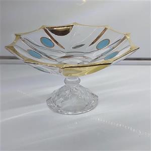 میوه خوری پایه دار  کریستال لب طلایی پرنس هوم 