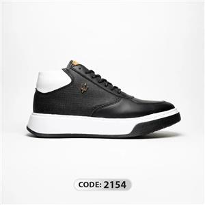 کتونی بند دار تمام مشکی کف سفید مشکی مازراتی (کد1340)