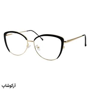 عینک طبی زنانه برند زارا با فریم چشم گربه‌ای، رنگ طلایی و قهوه‌ای و دسته فنردار مدل TR3013