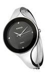 ABS-Watch Womens Dress Diamond Hour Wrist Watch Bangle Bracelet Black