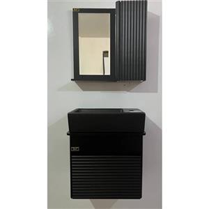 روشویی کابینتی  مشکی بامبو سایز  46در25 همراه آینه باکس(پسکرایه)