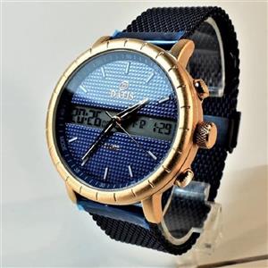 ساعت داتیس  DATIS D8471G  دوزمانه جدید با موتور ژاپن رنگ قاب رزگلد صفحه سرمه ای