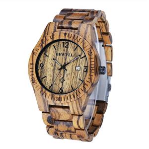 Bewell Men's Wood Watch Quartz Watches with Calendar Analog Elegant Wrist W086B 