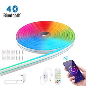 پک کامل ریسه نئون فلکسی فول کالر RGBIC (آی سی دار) موزیکال هوشمند - به همراه  کنترل و اپلیکیشن تلفن همراه