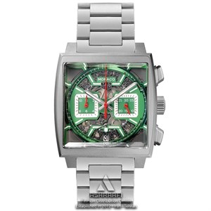 ساعت مردانه تگ هویر موناکو کرنوگراف نقره ای بند چرم Tag Heuer Monaco