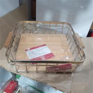 سبد سرو نان و سبزی ترکیبی از چوب فلز طلایی با کارت گارانتی کیفیت عالی