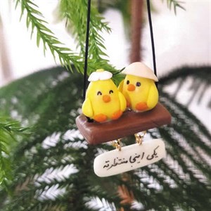 آویز ماشین جوجه دوتایی روی تاب