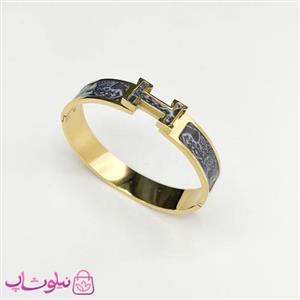 دستبند زنانه هرمس مدل پهن طرح مرمر طوسی کد 329