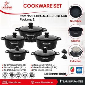 سرویس قابلمه گرانیتی نچسب ۱۲ پارچه لایف اسمایل مدل FLHM-S-GL-10