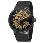 FORSINING Men's Popular Mechanical Hand-wind Ultra Thin Stainless Steel Bracelet Mesh Skeleton Watch