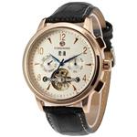 Forsining Men's Automatic Tourbillon Day Calendar Leather Strap Military Collection Watch FSG16577M3R1