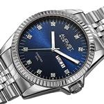 August Steiner Men's AS8169 Quartz Watch 12 Genuine Diamond Hour Markers On Stainless Steal Bracelet