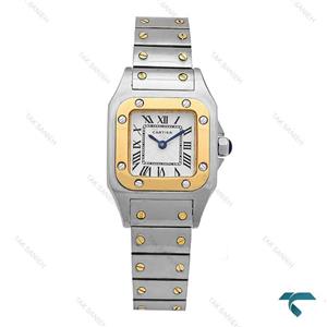 ساعت کارتیر سانتوس زنانه دورنگ طلایی اسمال Cartier-6862-L