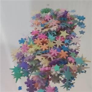 فیمو ستاره ای 5گرمی فیمو رنگی جهت  تزیین رزین و شمع و ناخن 