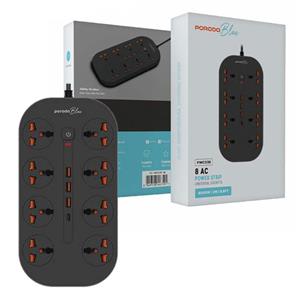 چندراهی برق کلیددار 8خروجی 1Type-C و 3USB با کابل 3متری  Porodo Blue fwc035