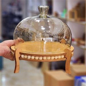 کاپ کیک شیشه پایه چوبی مهره دار