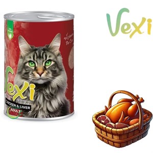 کنسرو غذای گربه وکسی مدل مرغ و جگر وزن 800 گرم مجموعه دو عددی
