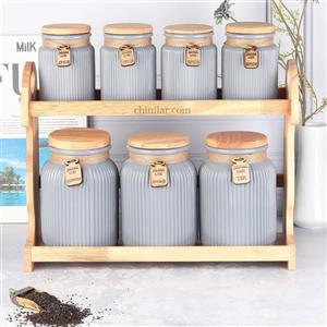 پاسماوری 7 پارچه مام لوکس گلس کالر طوسی با استند دو طبقه چوبی (پس کرایه)جدید