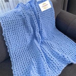 شال مبل دستبافت ترک رنگ آبی ملایم