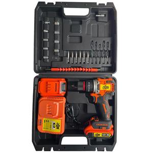 مجموعه 40 عددی دریل پیچ گوشتی شارژی چکشی سه نظام 10 میلیمتر 148 ولت جاب مدل JB-148MAX EDITION